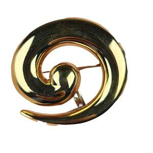 Vintage Monet Gold Tone Swirl Brooch Pin Signed